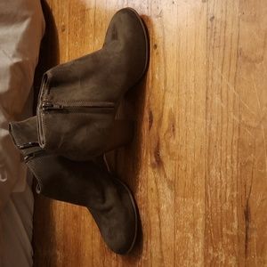 Olive green healed booties